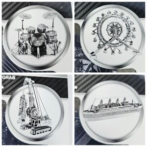 Lot of 4 3D Metal Model DIY Laser Cut Puzzle Kits Titanic Ferris Wheel Drum Set